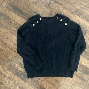 Black sweater with gold buttons